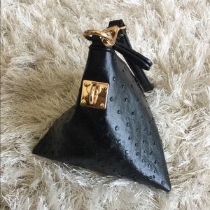 Triangle Shaped Black Faux leather handbag